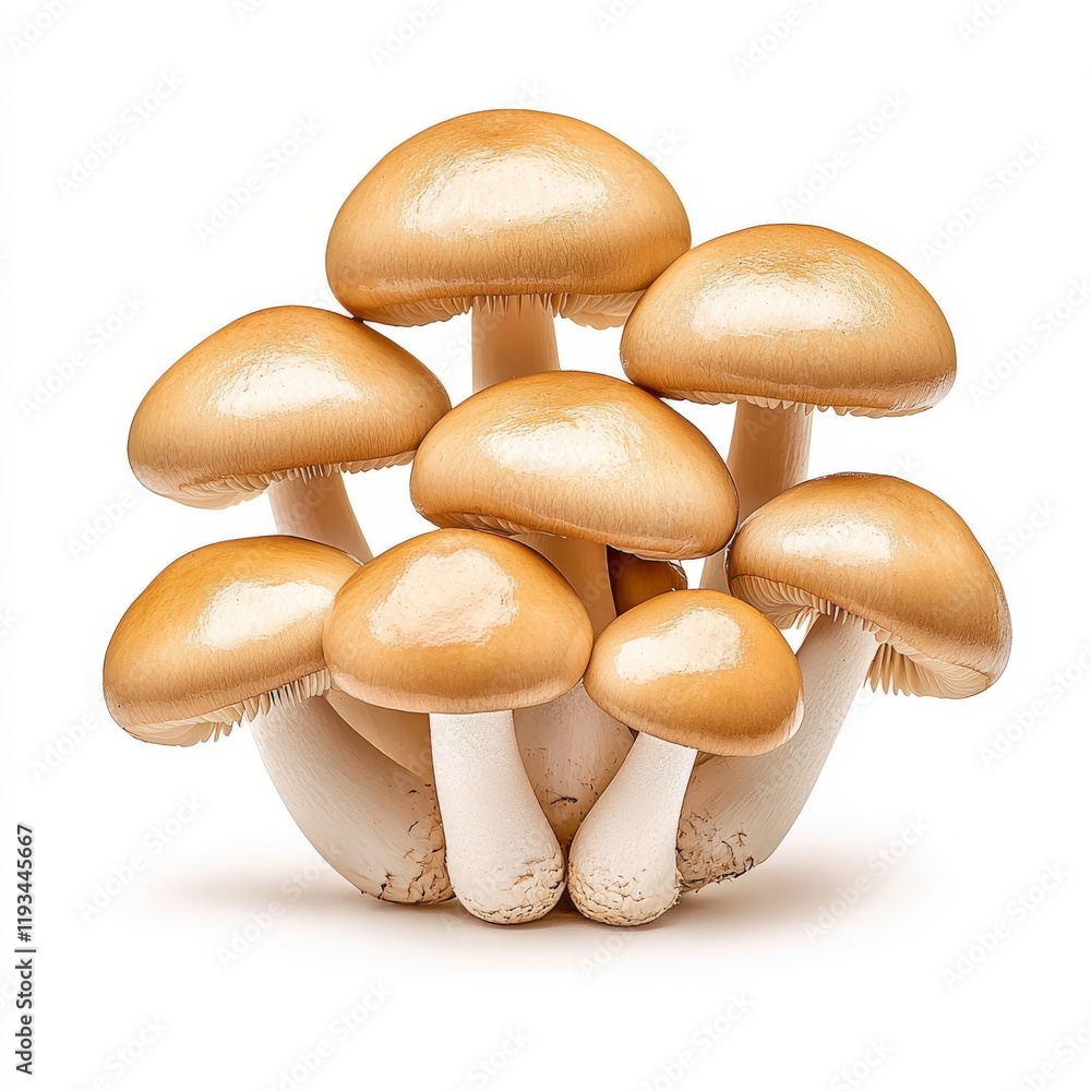 A vibrant cluster of shimeji mushrooms, showcasing their unique shapes and textures, perfect for culinary and natural illustrations. A vibrant cluster of shimeji mushrooms, showcasing their unique shapes and textures, perfect for culinary and natural illustrations.