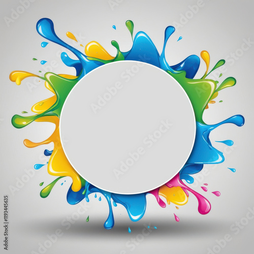 Colorful Splash Frame: A Vibrant Design with Paint Splashes Suitable for Mockup
