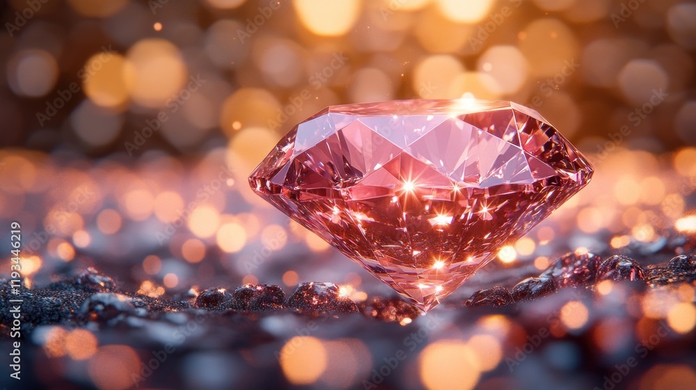 Sparkling pink diamond on dark surface. Sparkling pink diamond on dark surface.