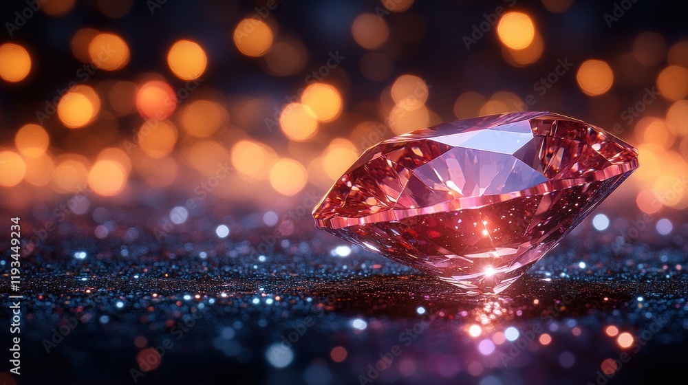 Sparkling pink gemstone on glitter. Sparkling pink gemstone on glitter.