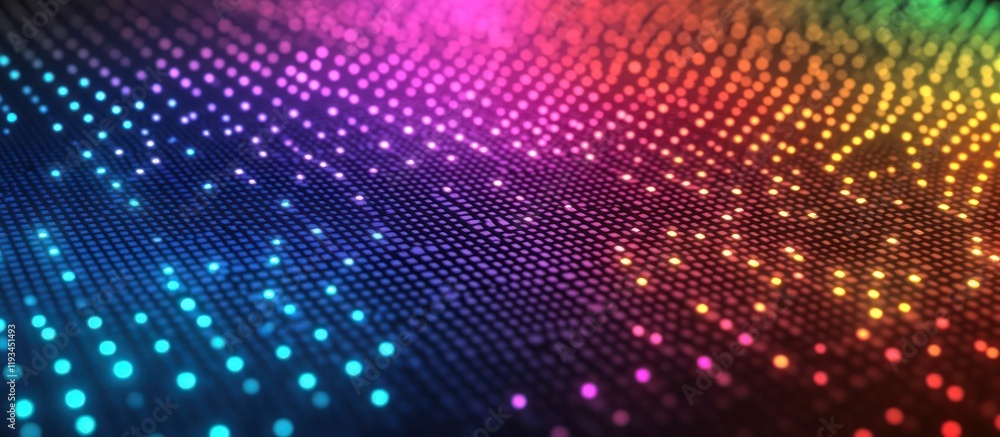 Fototapeta premium Captivating abstract digital featuring a vibrant display of pulsing neon lights dynamic geometric patterns and a mesmerizing chromatic spectrum