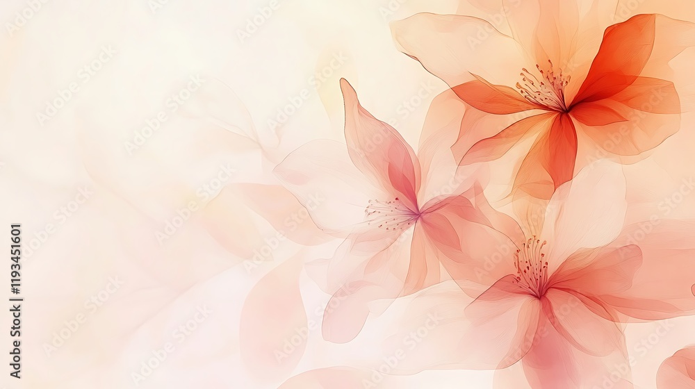 Delicate Peach Blossoms Softly Bloom Abstract Art