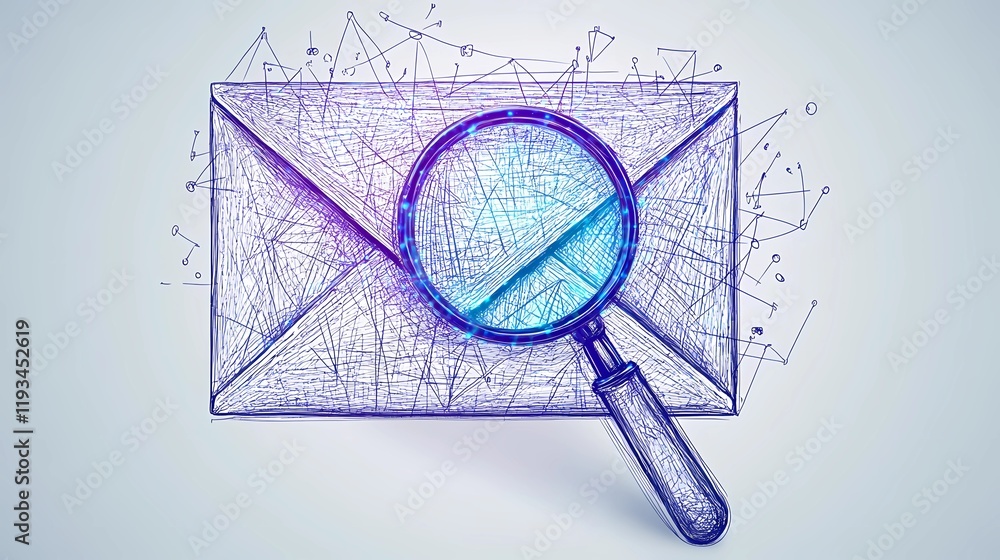 Lock and email symbol blending to show secured communication and private data transfer in a digital world, book illustration style Lock and email symbol blending to show secured communication and private data transfer in a digital world, book illustration style