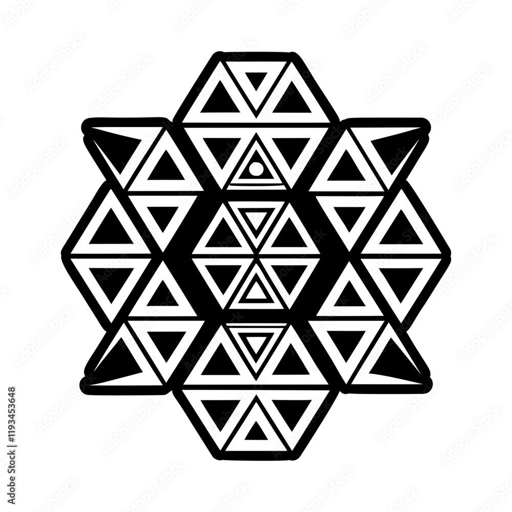 A glyph style icon of tetrahedron pattern A glyph style icon of tetrahedron pattern