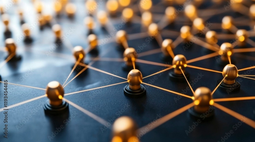 A futuristic visual of interconnected digital particles with glowing pathways symbolizing the dependencies and relationships within a fictional network