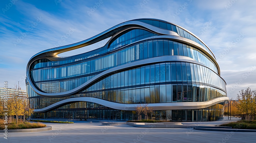 Naklejka premium Modern Curving Glass Building Architectural Design