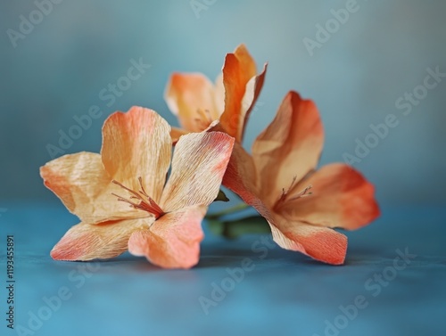 Two flowers on a table