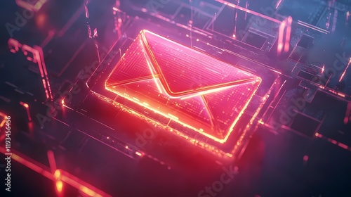 Shield and email icon merged to symbolize secure electronic correspondence, safe data exchange, and privacy protection, book illustration style