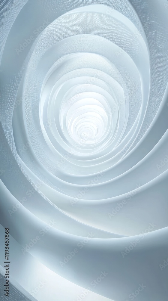 Fototapeta premium A captivating abstract digital artwork featuring a mesmerizing swirling vortex of ethereal minimalist geometric shapes and patterns in a monochromatic grayscale color palette