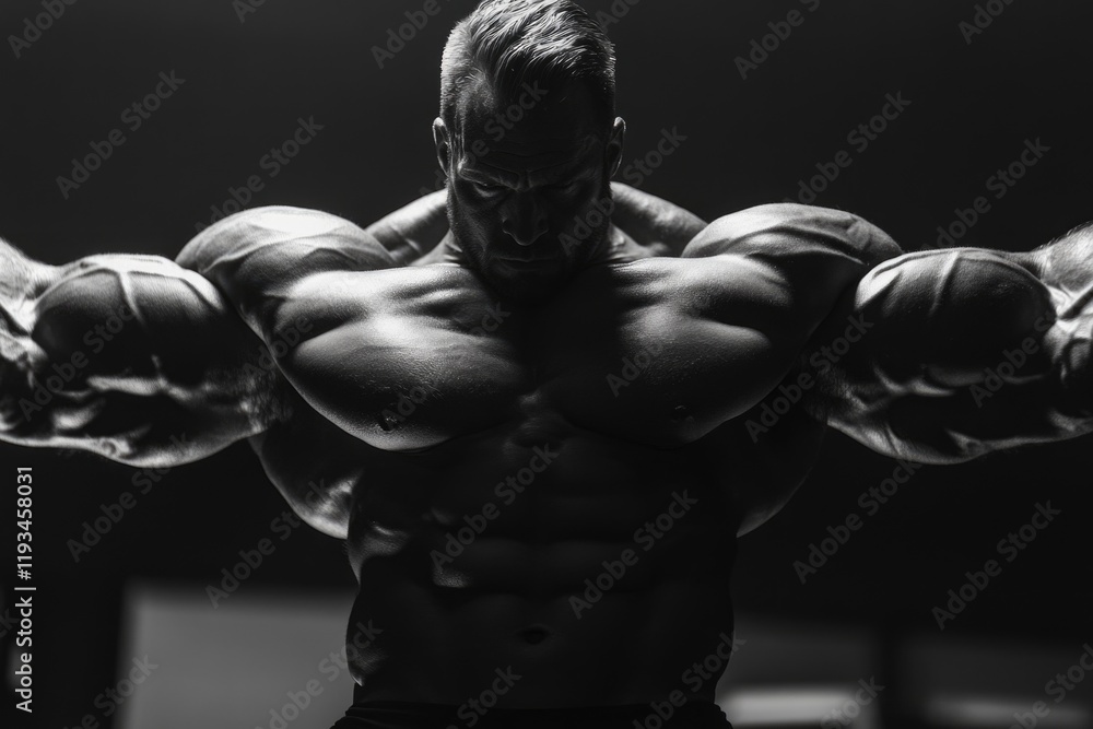 Man flexing muscles in the gym Man flexing muscles in the gym