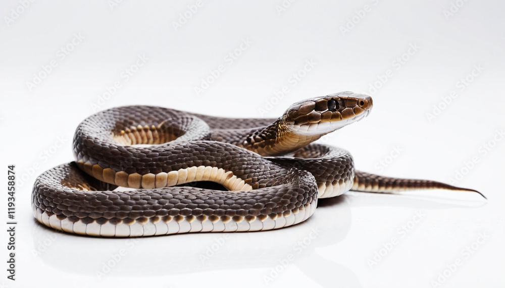 Obraz premium Snake on white background coiled with intricate patterns