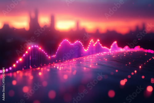 A minimalist graph showing the rise of C2C online transactions over time. Bright lighting, contrast photo