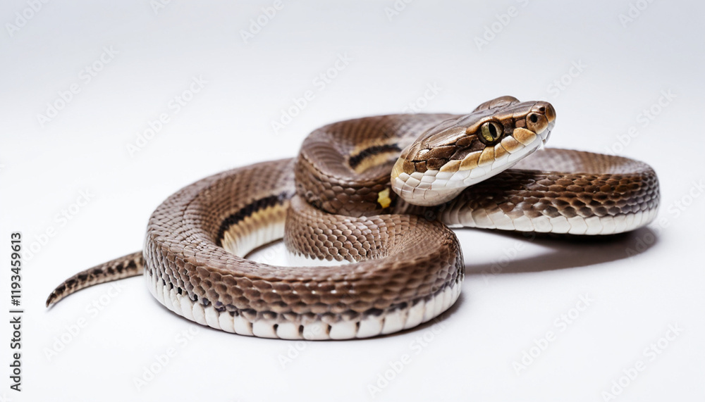 Naklejka premium Snake on white background slithering in serene stillness