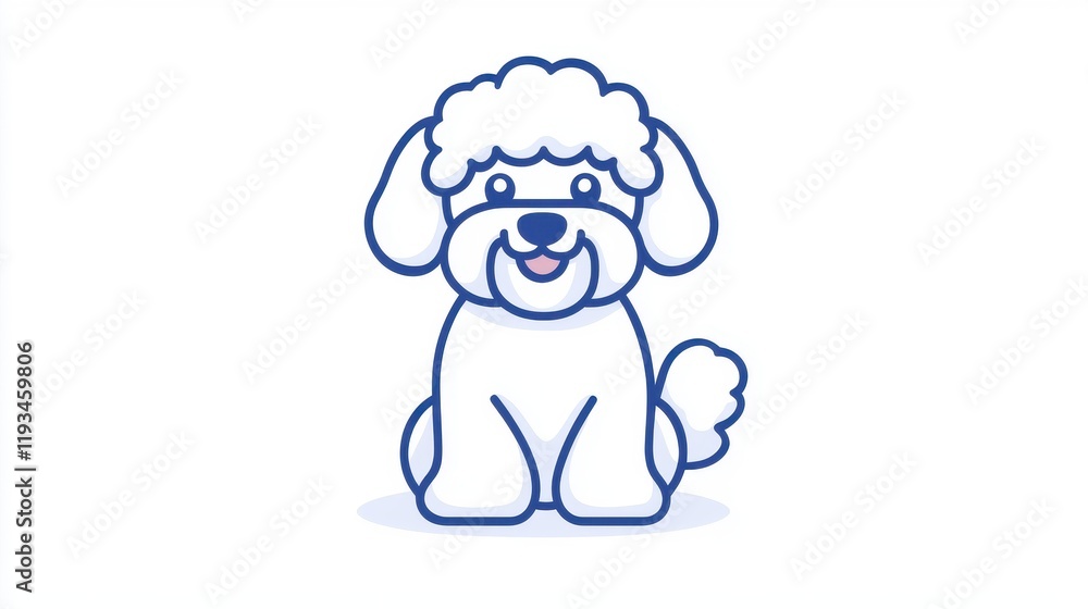 Fototapeta premium Adorable Cartoon Dog with Fluffy Coat and Happy Expression