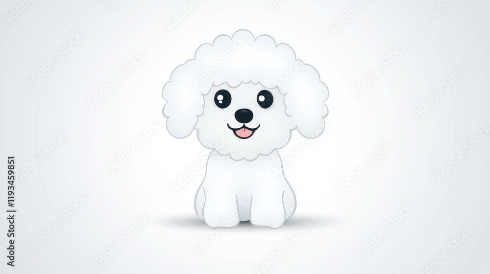 Cute Cartoon Bichon Frise Dog Sitting with a Happy Expression Cute Cartoon Bichon Frise Dog Sitting with a Happy Expression