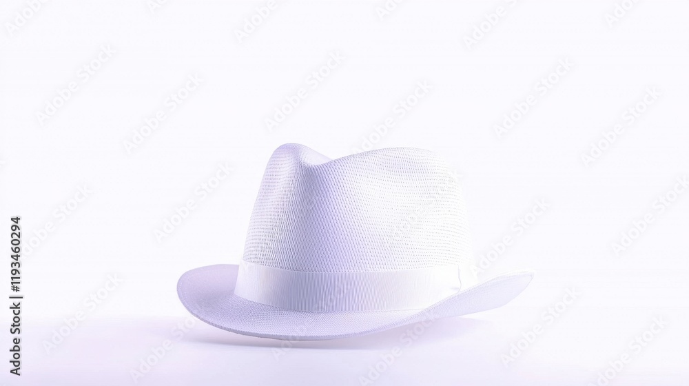 Elegant White Fedora Hat Isolated on a Bright Background Elegant White Fedora Hat Isolated on a Bright Background