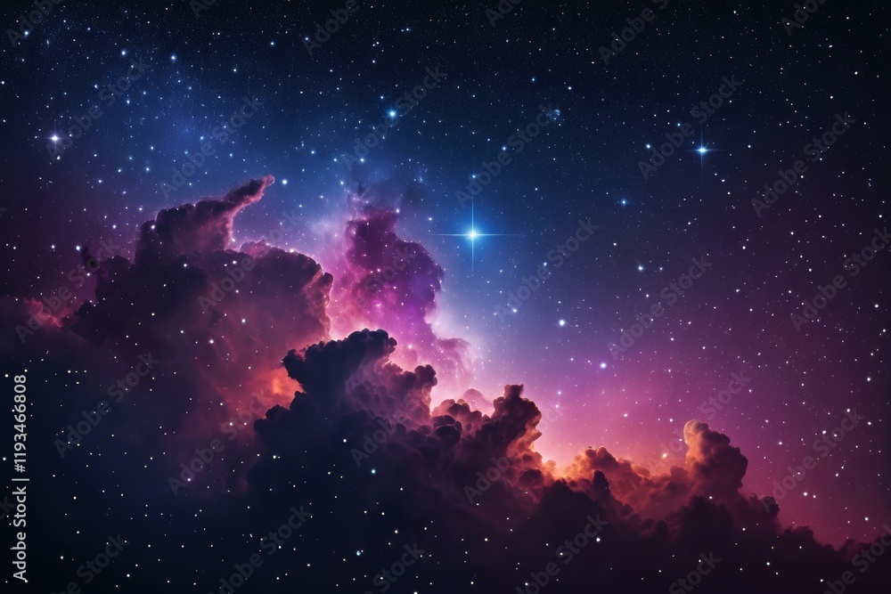 Naklejka premium purple and blue galaxy with stars and clouds