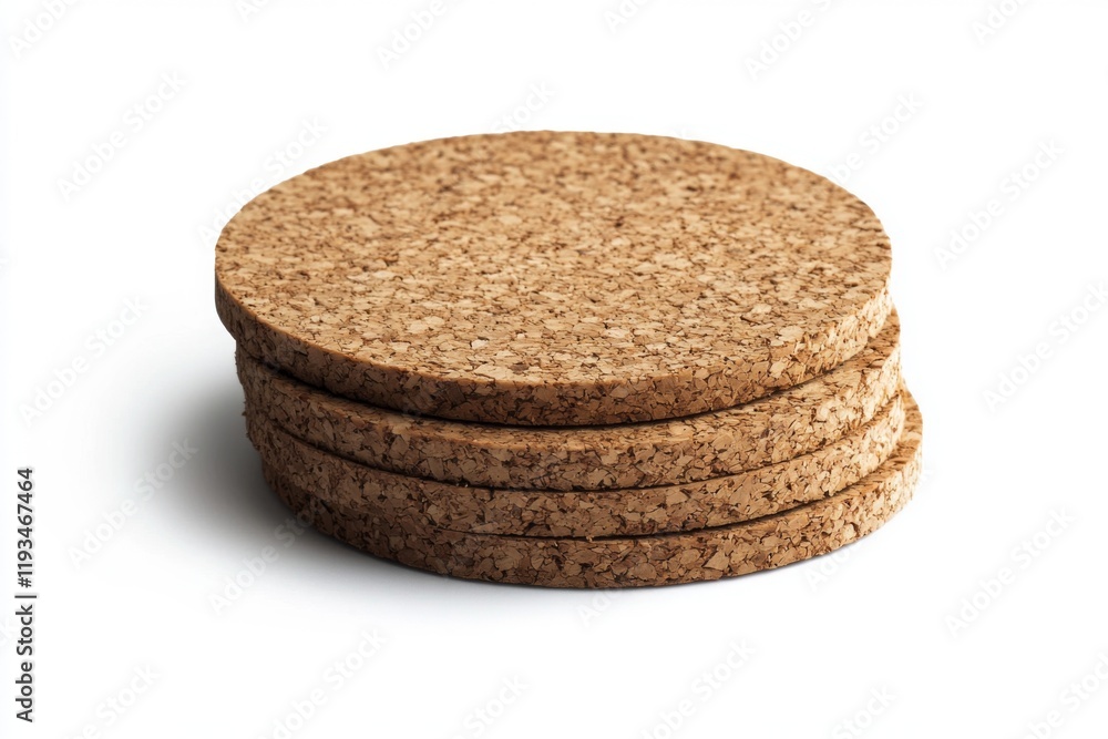 Natural cork coasters provide an eco-friendly solution for protecting surfaces. They add a warm rustic touch. Perfect for home or office use. Generative AI Natural cork coasters provide an eco-friendly solution for protecting surfaces. They add a warm rustic touch. Perfect for home or office use. Generative AI