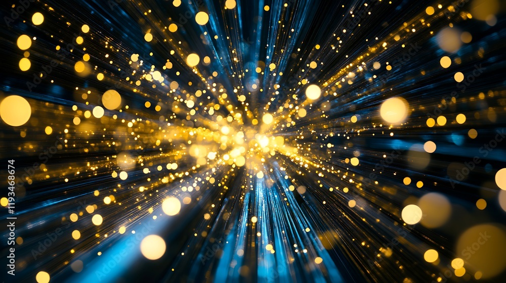 Naklejka premium Abstract Blue And Gold Light Burst Radiating Outward