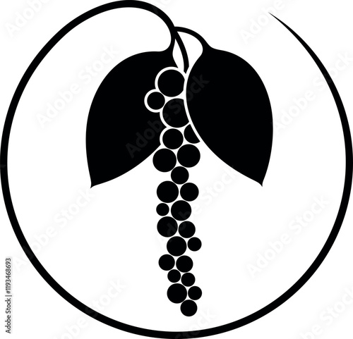 Black pepper logo. Isolated black pepper on white background