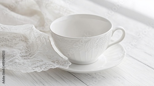 Wallpaper Mural Elegant White Teacup Rests on Saucer Beside Lace Torontodigital.ca