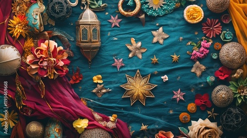 A colorful collage of festive decorations and symbols associated with Eid ul Adha photo