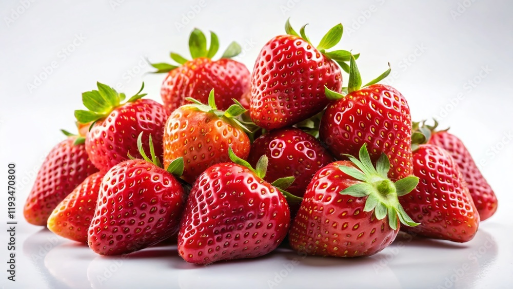 Fresh Juicy Strawberries Isolated on White Background - Perfect for Food Photography & Design Fresh Juicy Strawberries Isolated on White Background - Perfect for Food Photography & Design