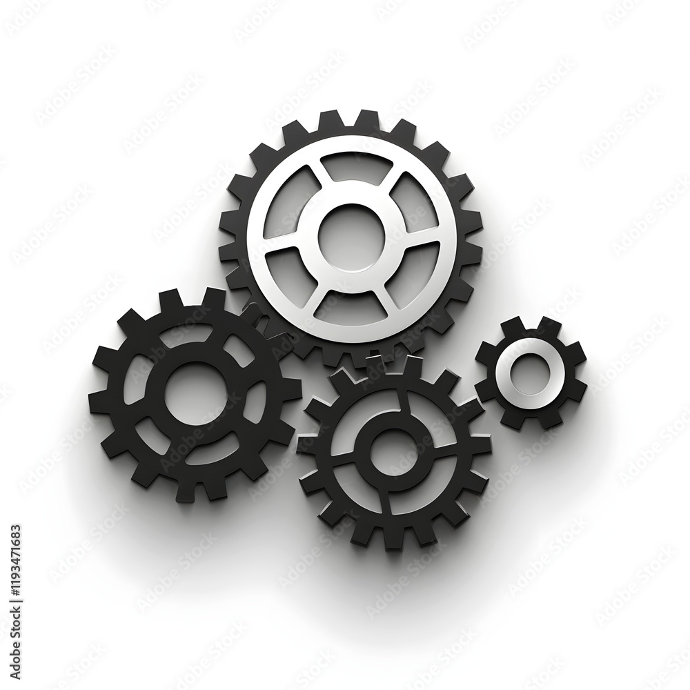 Interconnected Gears in Minimalist Black and White Design Interconnected Gears in Minimalist Black and White Design