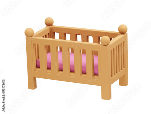 Baby crib icon 3d illustration