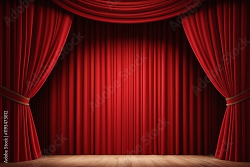 Wallpaper Mural a red curtain with a wooden floor and a wooden floor Torontodigital.ca