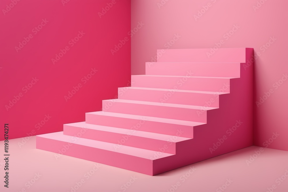 a close up of a pink staircase in a room with a pink wall a close up of a pink staircase in a room with a pink wall