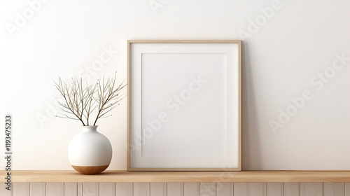 Minimalist Interior Design with Empty Frame and Vase
