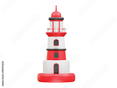 Lighthouse icon 3d render illustration