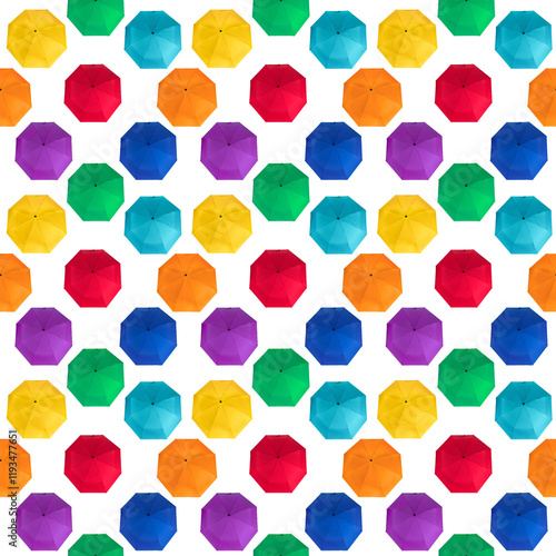 Set of colorful ambrellas isolated. Seamless pattern photo