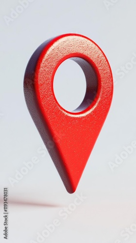 a red pin with a hole in it on a white surface photo