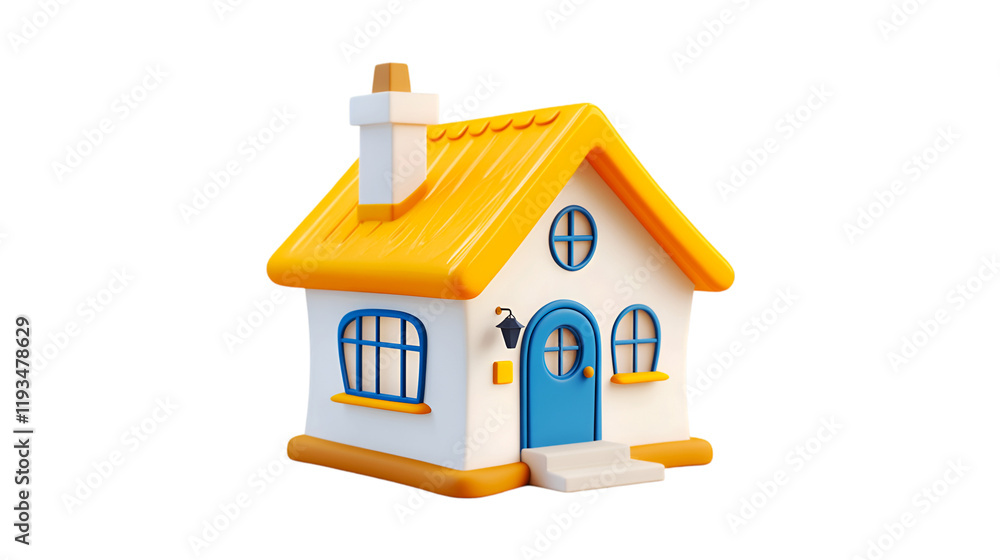 3D cartoon house, colorful, whimsical on isolated transparent background 3D cartoon house, colorful, whimsical on isolated transparent background