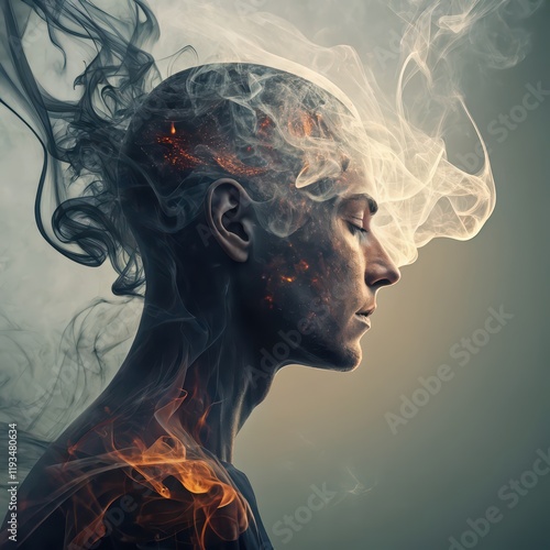 Abstract Surreal Imagery of Mental Illness Symbolizing Psychological Struggles and Emotional Chaos