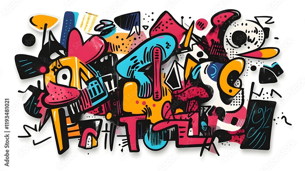 Obraz premium Colorful Abstract Graffiti Style Surreal Graphic Art Background