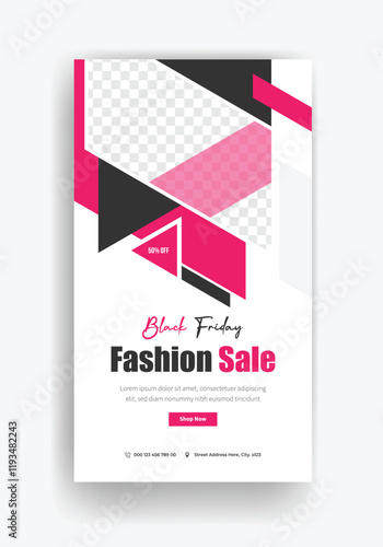 black Friday Instagram story, black Friday fashion banner, Instagram story template design 