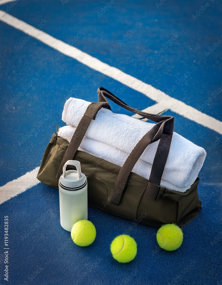 custom made wallpaper toronto digitalGenerated image An image of a sport bag and a drink can, with a towel and a set of padel balls arranged