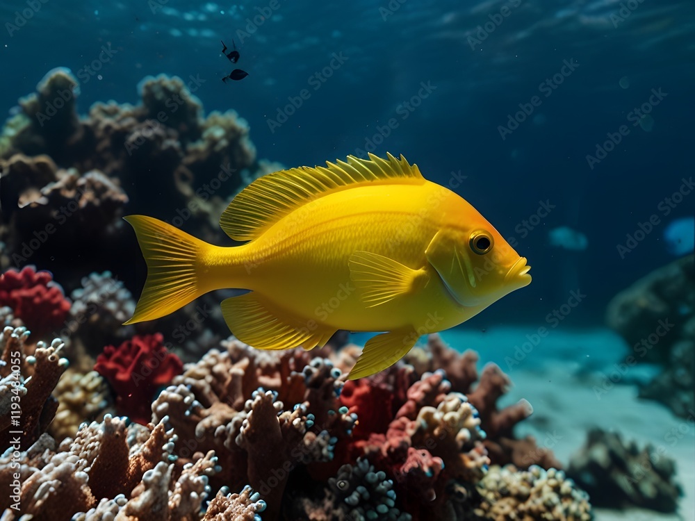 Yellow fish on a coral reef in the red sea Yellow fish on a coral reef in the red sea