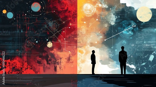 Conceptual design of empiricism rationalism showing thought experiments illustrated with cosmic diagrams