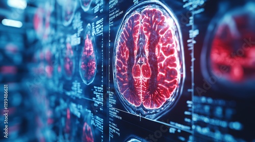 Detailed brain scans illustrating neurodegenerative disease research findings at a medical facility
