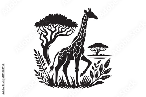  giraffe silhouette vector illustration icon isolated on a white background