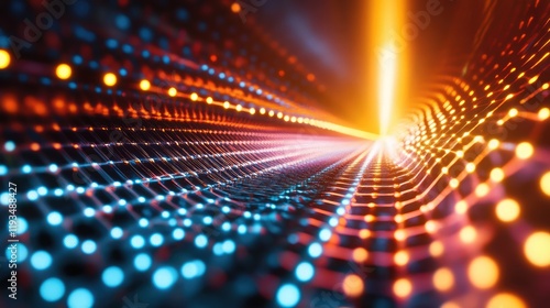 Wallpaper Mural Abstract representation of quantum data transfer with bright light beams crossing a metallic surface Torontodigital.ca