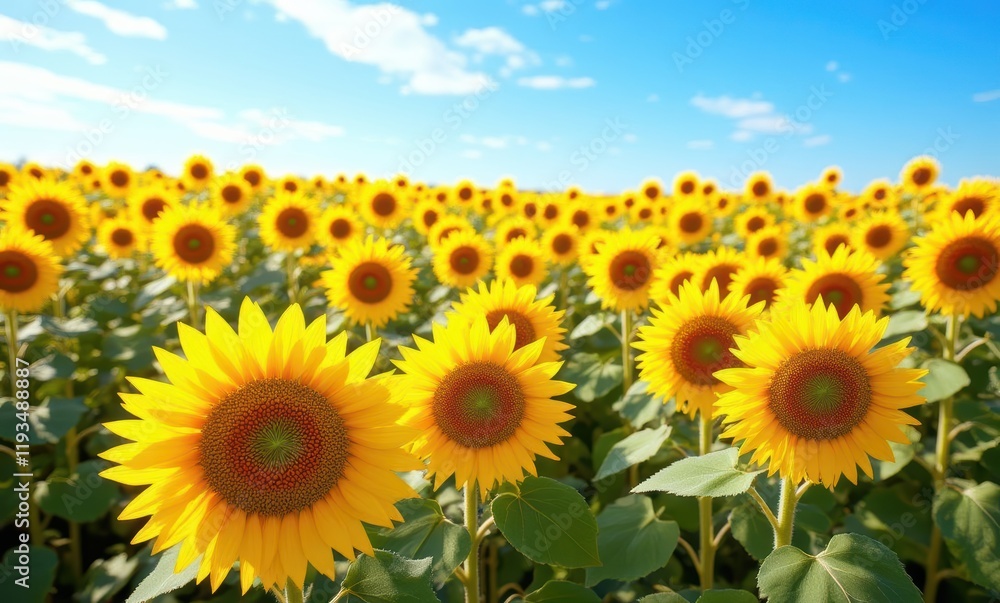 Vibrant sunflowers in a bright field Vibrant sunflowers in a bright field