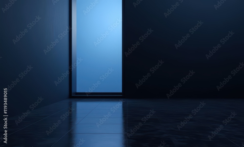 Minimalistic dark room with glowing window Minimalistic dark room with glowing window