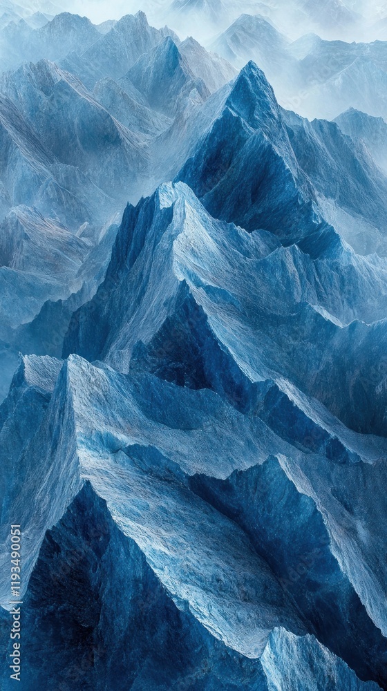Obraz premium Majestic snow capped peaks rise dramatically into the frigid grey blue sky in this remote alpine wilderness landscape The jagged