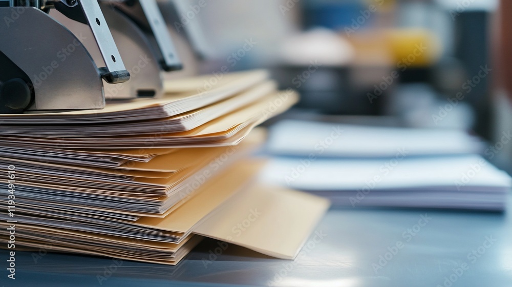 Stacked Documents Underneath a Paper Punch Machine Stacked Documents Underneath a Paper Punch Machine