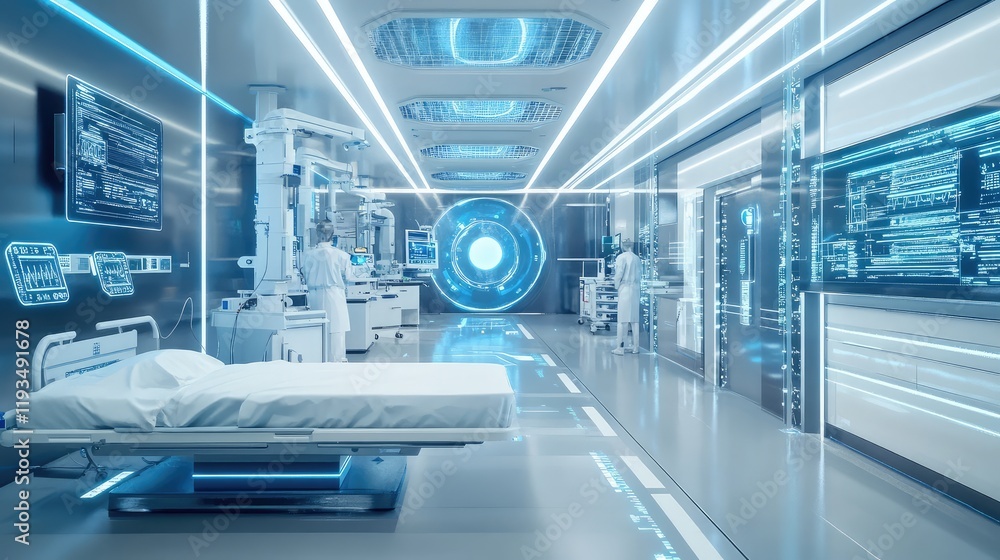 Obraz premium Advanced healthcare with quantum technology, using quantum computing to enhance personalized medicine and treatment optimization